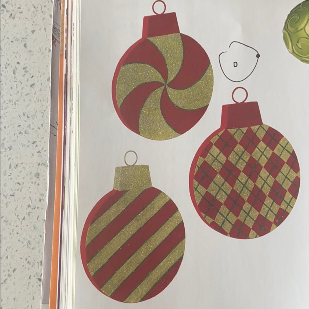 Raz flat flicked ball Christmas ornament red green